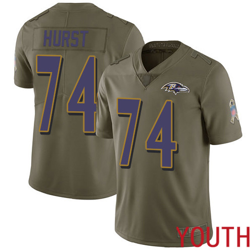 Baltimore Ravens Limited Olive Youth James Hurst Jersey NFL Football #74 2017 Salute to Service->youth nfl jersey->Youth Jersey